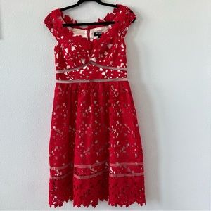 Decode 1.8 red lace fit & flare dress
